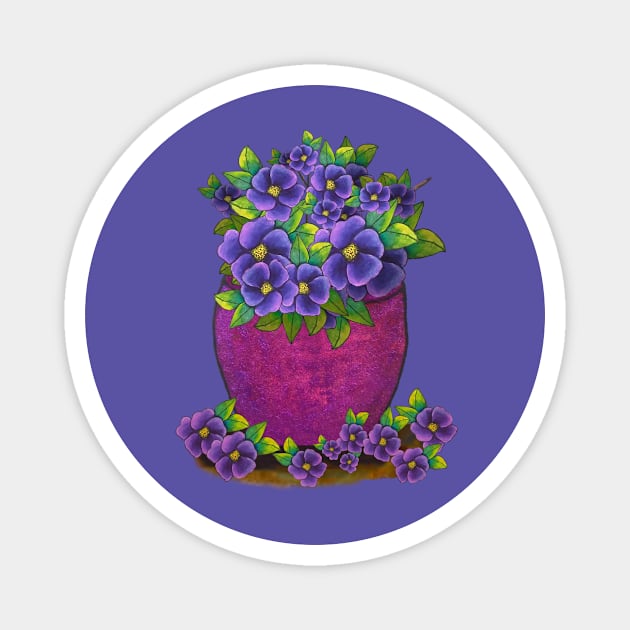 Purple Violets in a Planter Magnet by DesignsByMonique